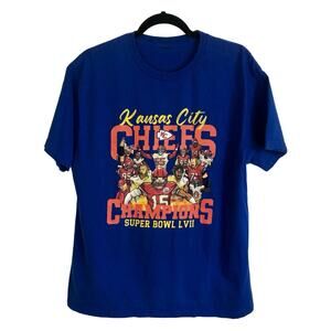 Kansas City Chiefs Super Bowl LVII Champion Tshirt Blue Graphic Tee Men's Medium